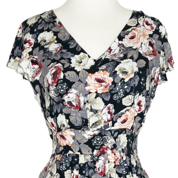 Modcloth Frock Shop Floral Roses Dress Large - Picture 3 of 10